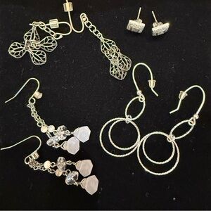 Lot of 4 silver tone earrings